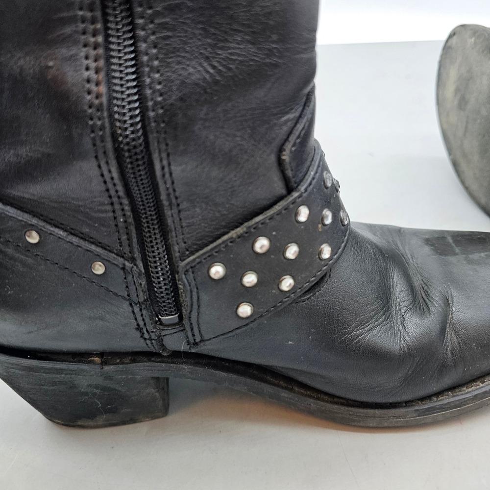 Harley-Davidson Womens Black Leather Studded Harness Biker Boots 84359 Size 9.5 - Picture 7 of 11